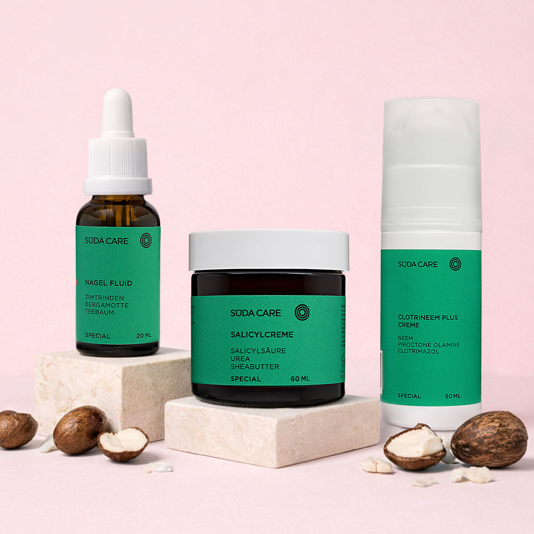 Special Fußpflegeprodukte mit Nagelfluid, Salicylcreme und Clotrineem Plus Creme